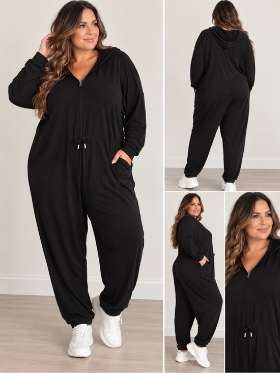 Smash + Tess Other - Smash + Tess Black Hooded Onesie Jumpsuit Julian Harris (xxxl) comfy
